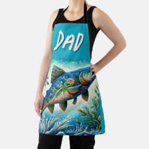 Delantal Salto de salmón Mosaic Floral Azul Peach