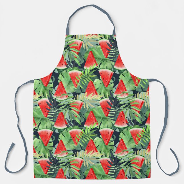 Delantal Saltos de sandía con hojas tropicales (Anverso)