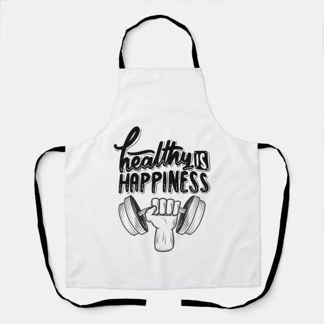 Delantal saludable es felicidad diseño de motivación de gim (Anverso)
