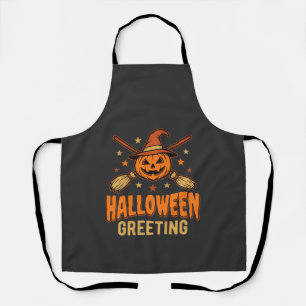 Delantal Saludo de Halloween Bruja Calabaza Diseño Vintage