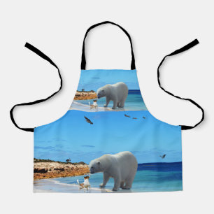 Delantal Saludo de oso polar, Apron de impresión completa p