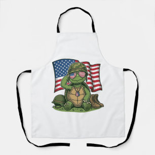 Delantal Saludo de Tortuga Patriótica Diseño Vectorial_1