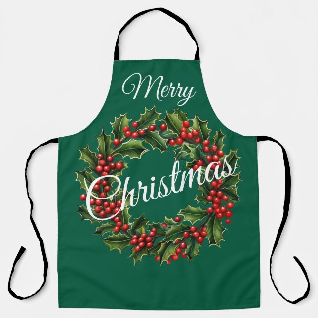 Delantal Saludo de Wreath festivo de personalizable (Anverso)