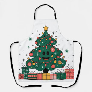 Delantal Saludos de temporada de árbol de Navidad