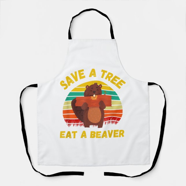 Delantal Salvar un árbol comiendo un castor raro castor Pun (Anverso)