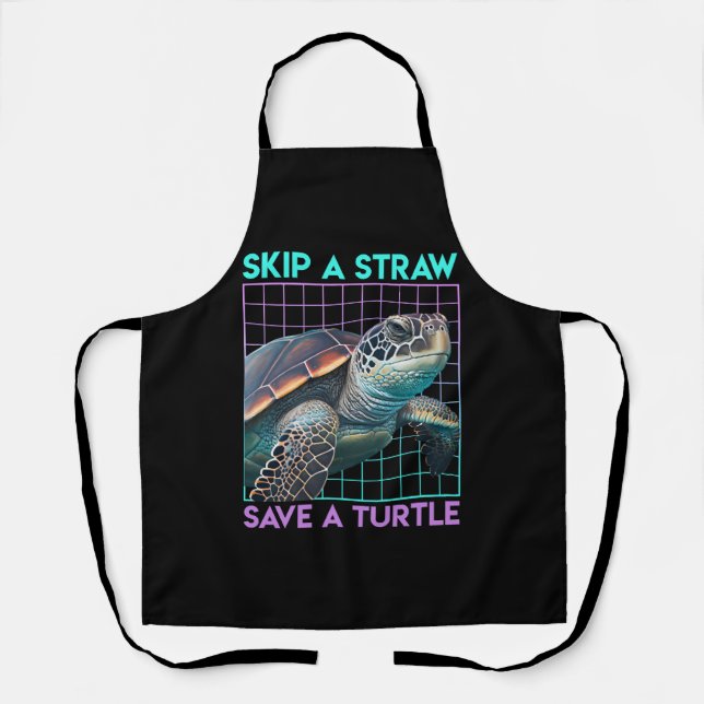 Delantal Salvemos a las tortugas salven el cuidado ambienta (Anverso)