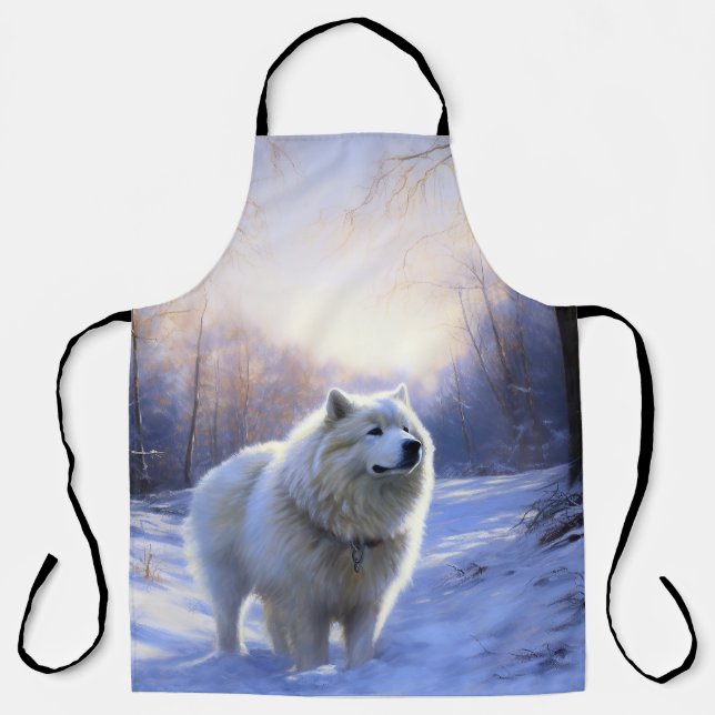 Delantal Samoyed Let It Snow Navidades (Anverso)
