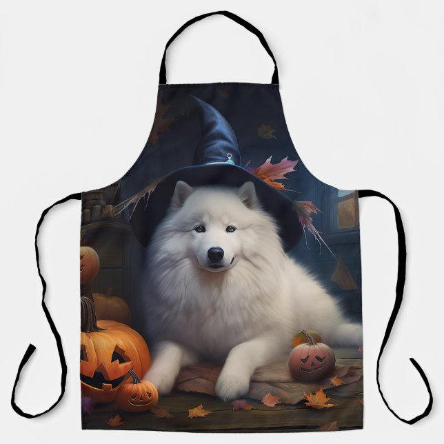 Delantal Samoyed Pumpkins Halloween Scary (Anverso)