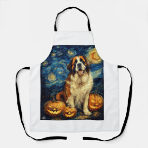 Delantal San Bernardo Perro Lindo Halloween Jack O Linterna