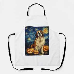Delantal San Bernardo Perro Lindo Halloween Jack O Linterna
