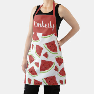 Delantal Sandía acuarela roja nombre personalizado