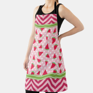 Delantal Sandía Bonita Lunares y Chevron Rosa