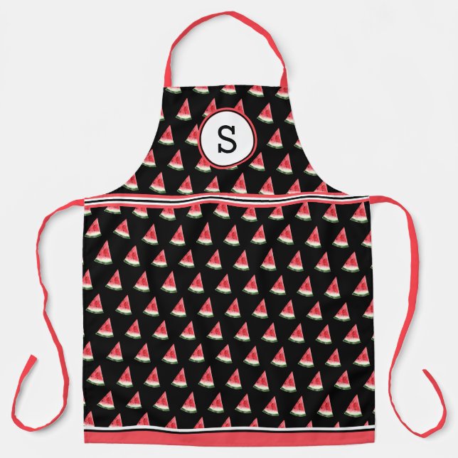 Delantal Sandía En Monogramo Negro (Anverso)