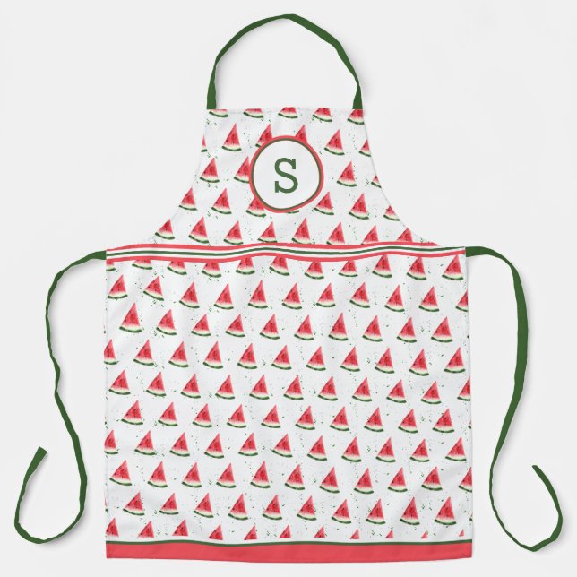 Delantal Sandía Sobre Salpicadura Monogramada (Anverso)