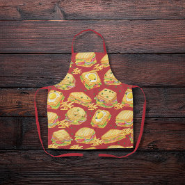 Delantal Sándwiches gourmet y papas fritas rojas