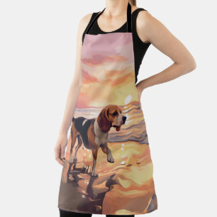Delantal Sandy Paws Beagle Dog en Beach Sunset