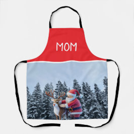 Delantal Santa and Rudolf Mom Chef All-Over Print Apron