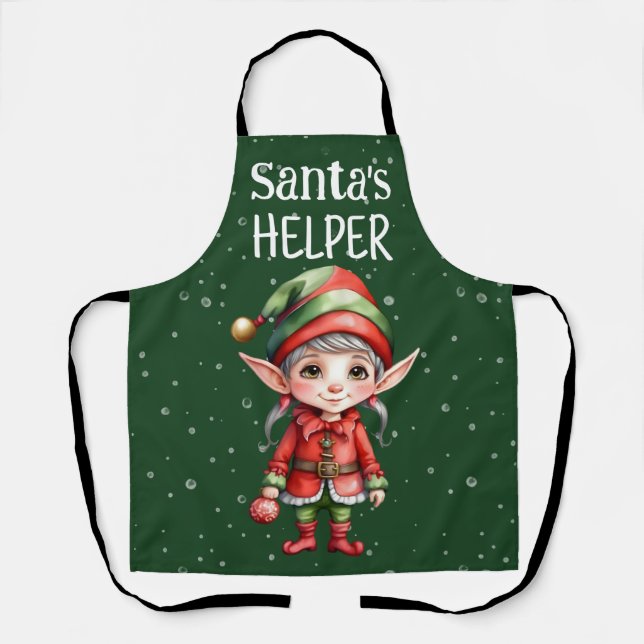 Delantal santa ayudante lindo elf All-Over Print Apron (Anverso)