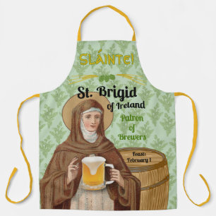 Delantal Santa Brígida de Irlanda y su barril de cerveza