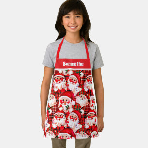 Delantal Santa Claus de la Vintage roja Navidades niños