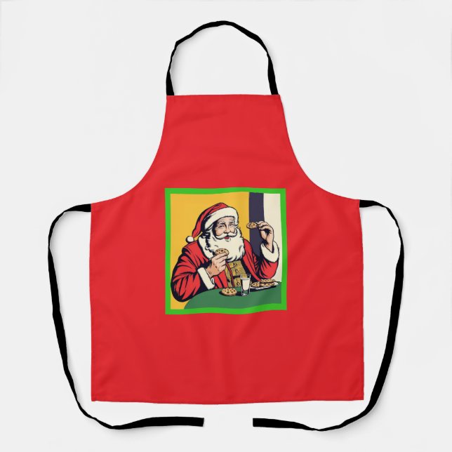 Delantal Santa Claus Disfrutando De Un Aperitivo (Anverso)
