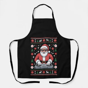 Delantal Santa Claus DJ Navidad Suéter Feo Copo de Nieve