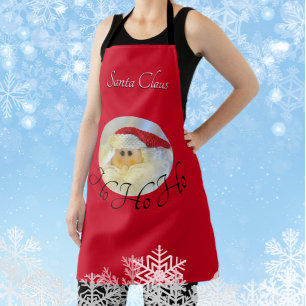 Delantal Santa Claus Face Ho Ho con nombres de Navidades ro