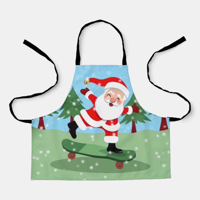 Delantal Santa claus on skateboard (Anverso)