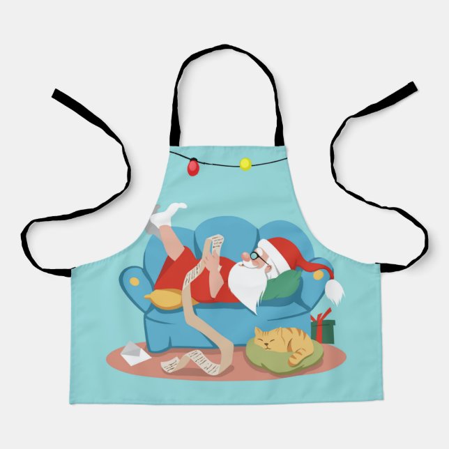 Delantal Santa Claus on the couch in pajamas (Anverso)