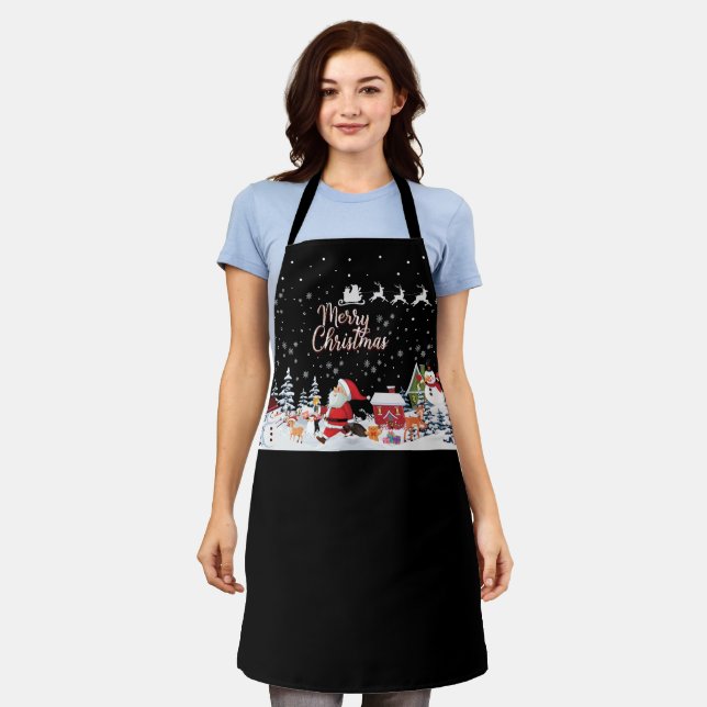 Delantal Santa Claus, Snowman Feliz Navidad (Gastado)