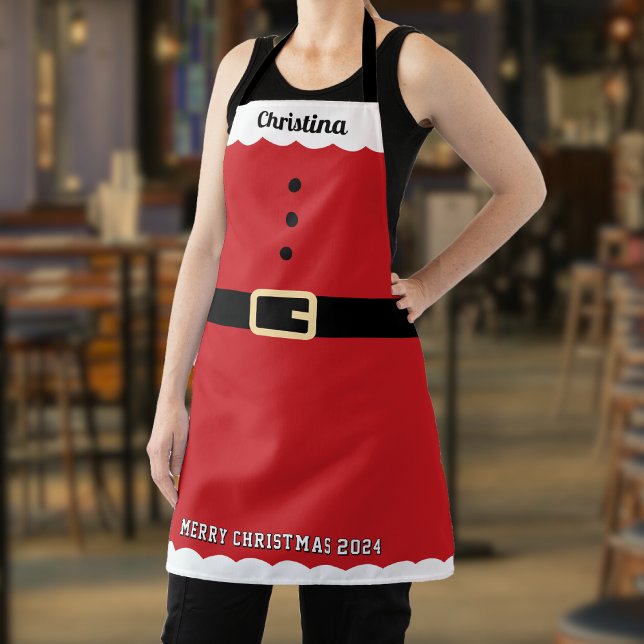 Delantal Santa Claus Suit Nombre Feliz Navidad (Santa Claus Merry Christmas Apron
)