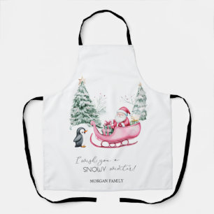 Delantal Santa Claus,Trineo,Pingüino,Bosque