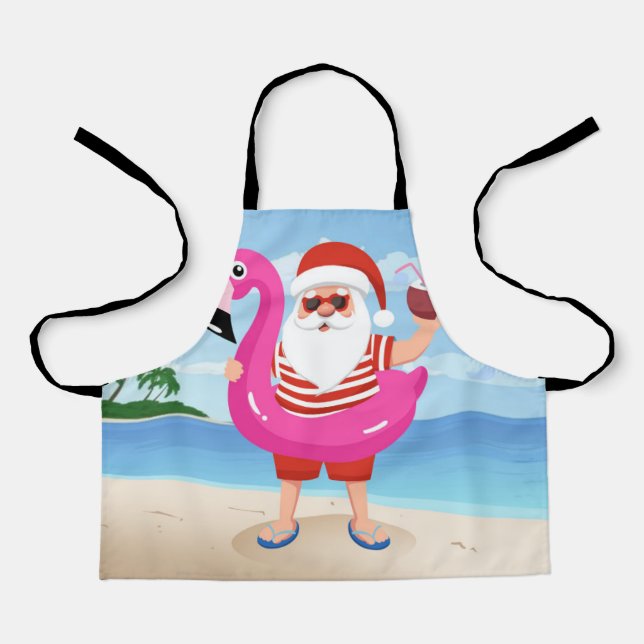 Delantal Santa Claus with flamingo inflatable ring (Anverso)