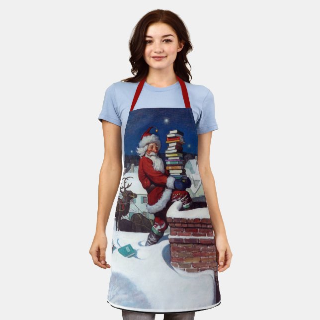 Delantal Santa entregando carga de libros de Wyeth (Gastado)