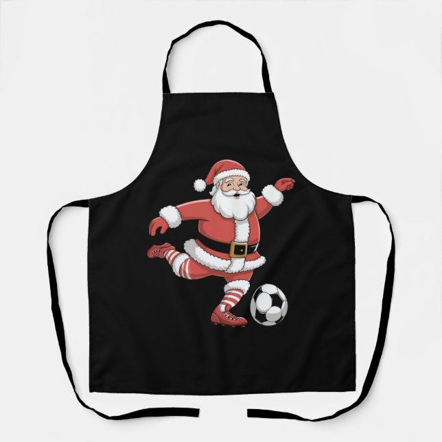 Delantal Santa Juega Fútbol Navidad Deportes (Anverso)