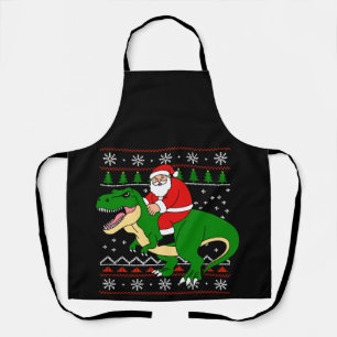 Delantal Santa montando T Rex Navidad Dinosaurio feo de Nav