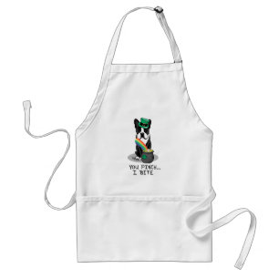 Delantal Santa Patrick's Day Boston Terrier Dog (negro) lin