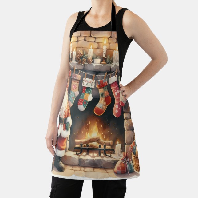 Delantal Santa por la chimenea Navidades Stockings (in situ)