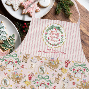 Delantal Santa Retro Navideño Galletas de Navidad Acuarela