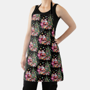 Delantal Santa Rosa Coquette Retro Navidad Chica Árbol Lind