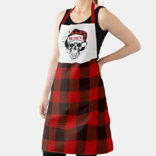 Delantal Santa Skull y Plaid Apron