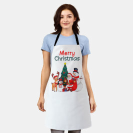Delantal Santa Snowman Y El Reno Festividad Feliz Navidad