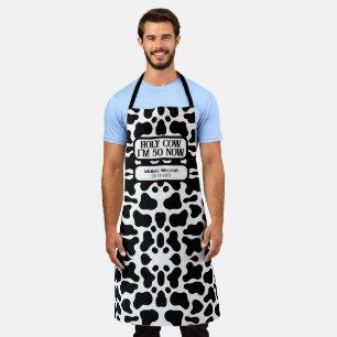Delantal Santa Vaca Divertido Cumpleaños 50 Negro Blanco