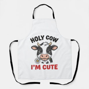 Delantal Santa Vaca Soy Bonita Vaca Divertida Grabado Vinta