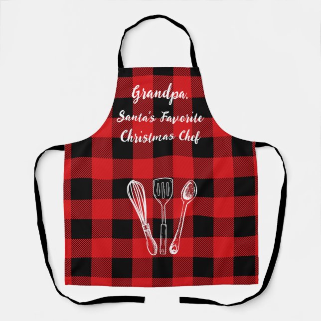 Delantal Santa's Favorite Chef Flannel (Anverso)