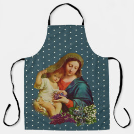 Delantal Santísima Virgen María Bebé Jesús Floral