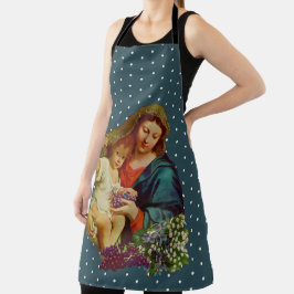 Delantal Santísima Virgen María Bebé Jesús Floral