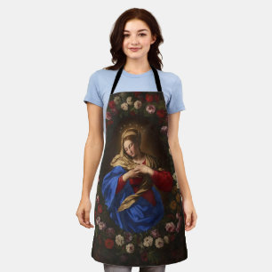 Delantal Santísima Virgen María Rosas religiosos