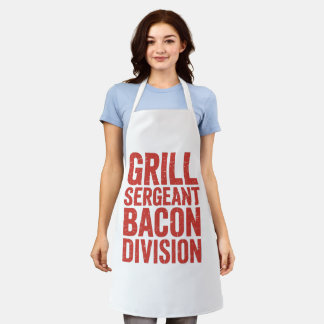 Delantal Sargento Grill Bacon División Funny BBQ Carne Love