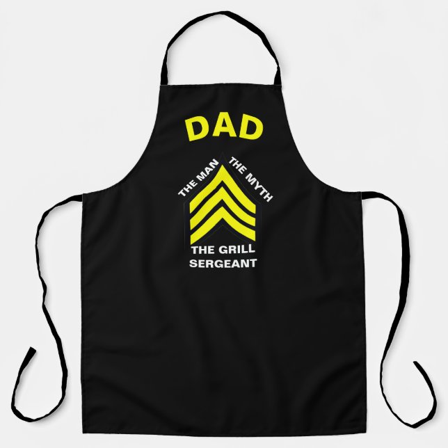 Delantal Sargento Grill, papá personalizado. (Anverso)